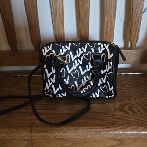 Betsey Johnson Black and White Mini Bag with Pink Accents